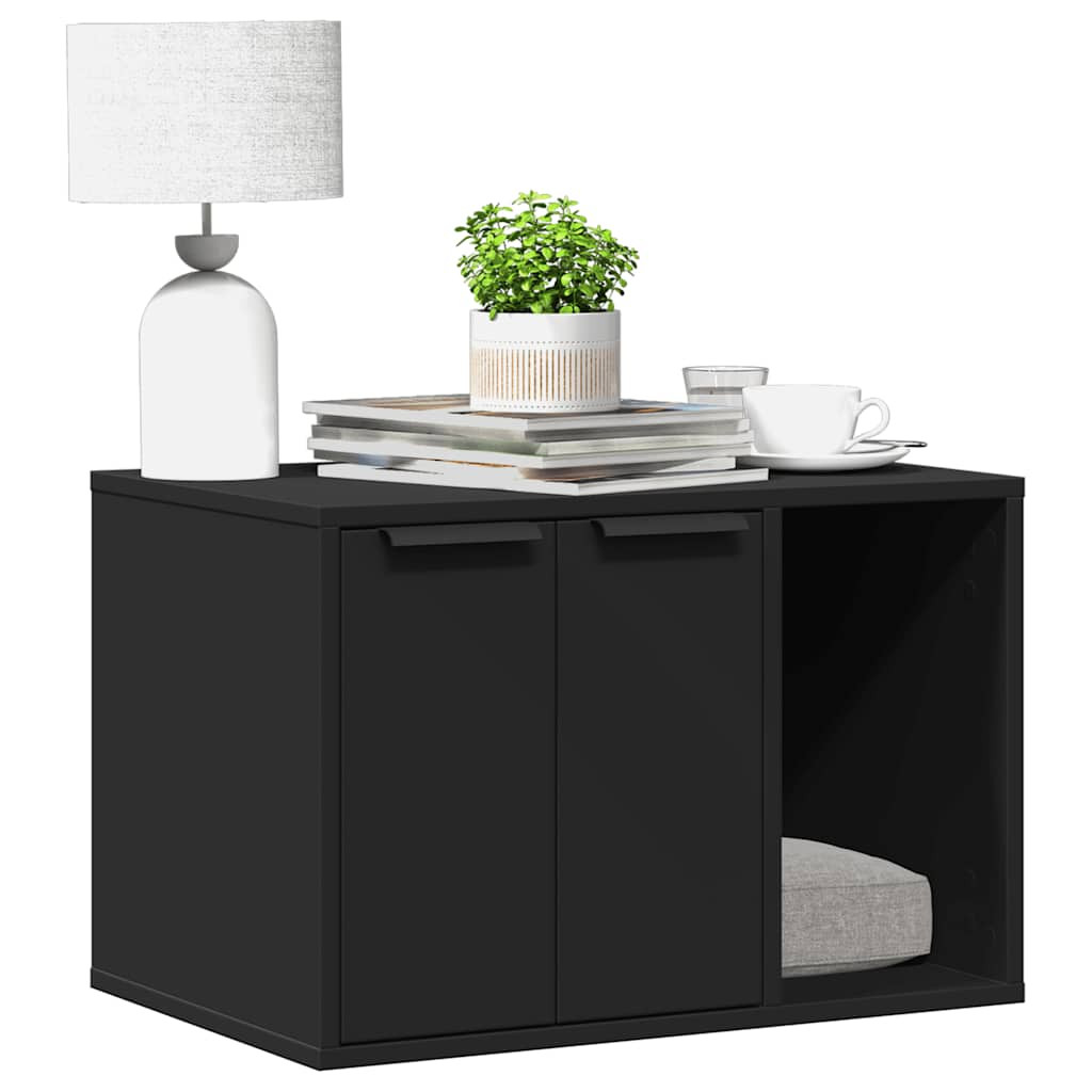 vidaXL Katzenklo Schwarz 60x40x40 cm Holzwerkstoff
