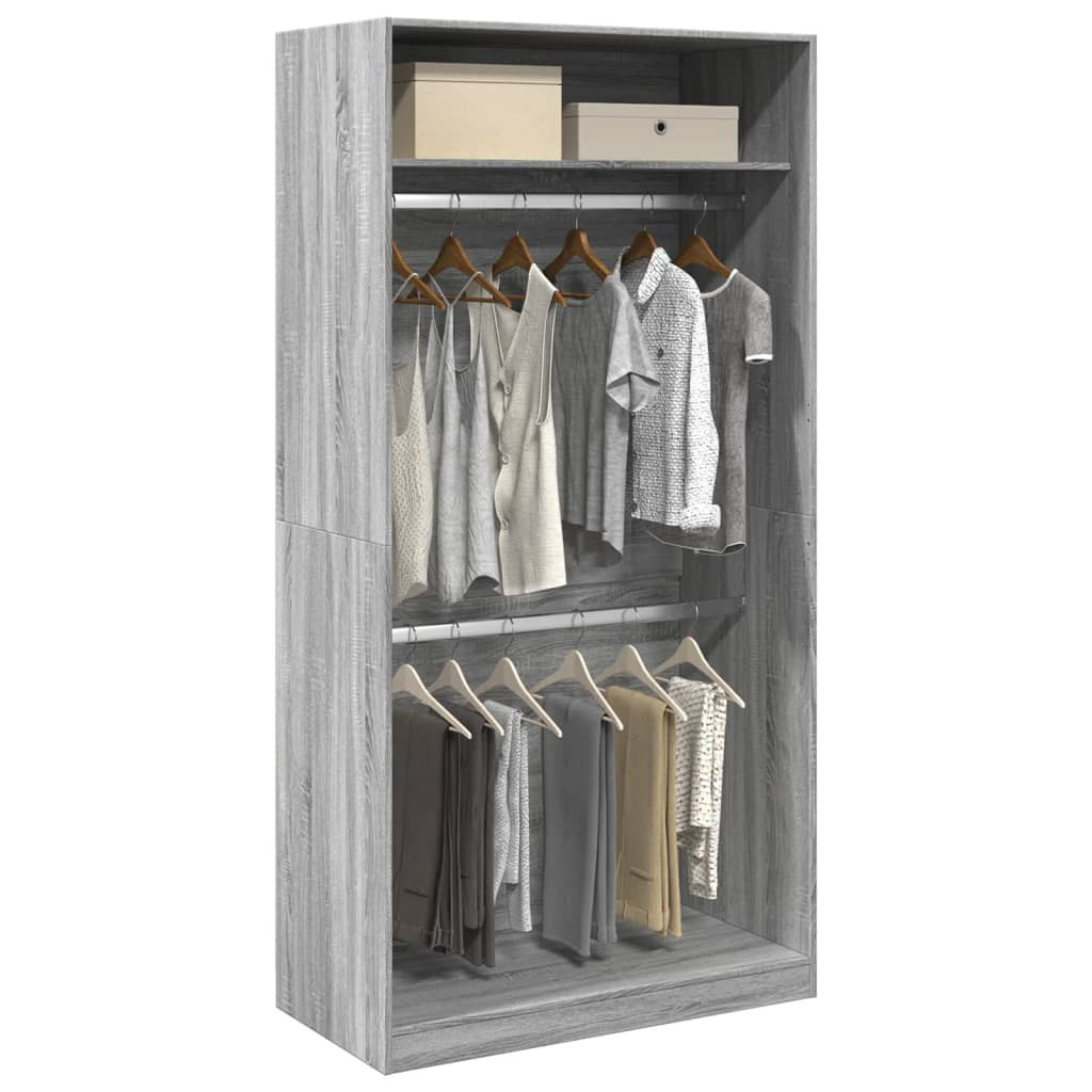 vidaXL Kleiderschrank Grau Sonoma 100x50x200 cm Holzwerkstoff