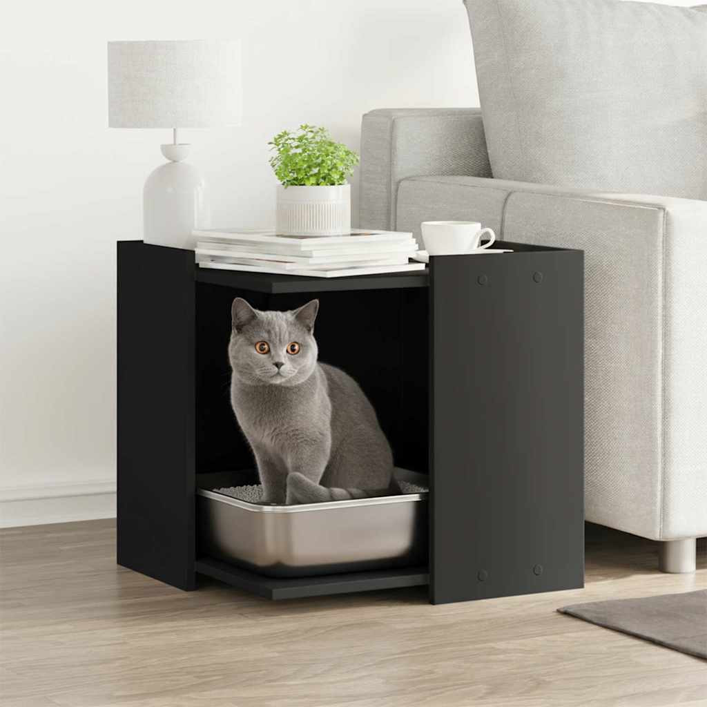 vidaXL Katzenklo Schwarz 53x53x51 cm Holzwerkstoff