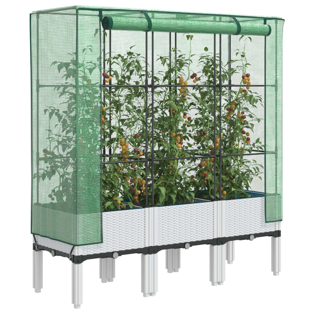 vidaXL Hochbeet mit Gewächshaus-Aufsatz Rattan-Optik 120x40x140 cm