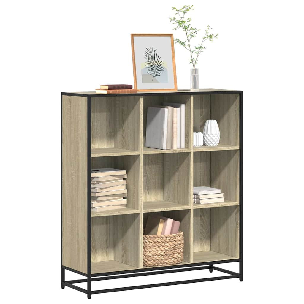 vidaXL Bücherregal Sonoma-Eiche 97,5x33x107,5 Holzwerkstoff und Metall