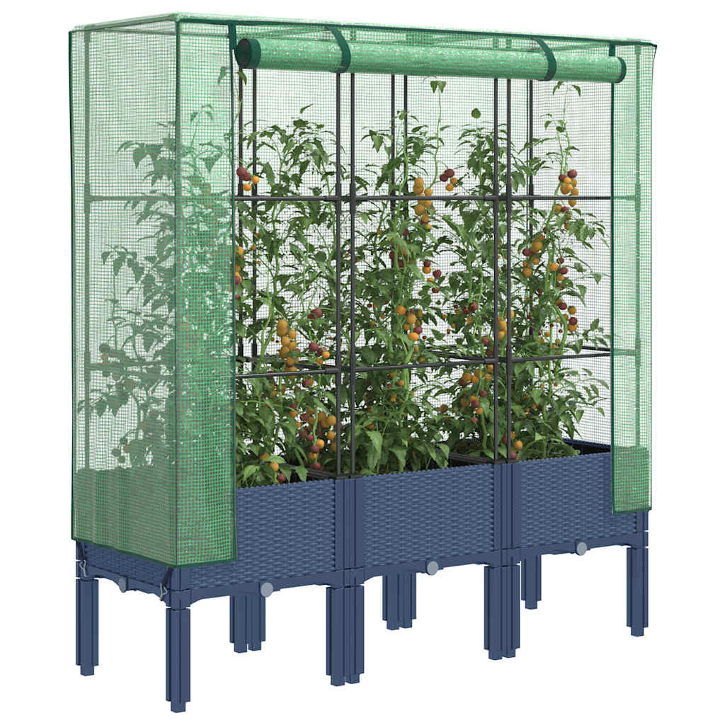 vidaXL Hochbeet mit Gewächshaus-Aufsatz Rattan-Optik 120x40x140 cm
