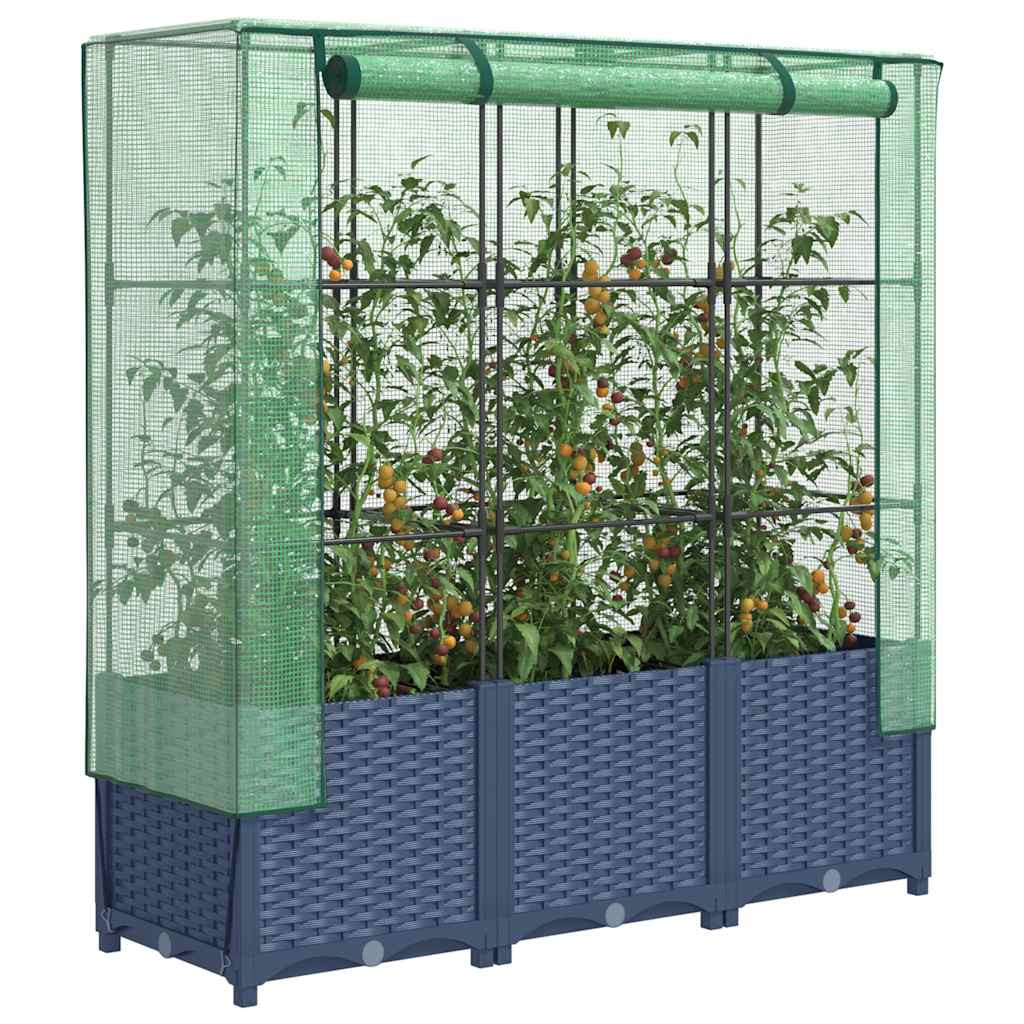 vidaXL Hochbeet mit Gewächshaus-Aufsatz Rattan-Optik 120x40x138 cm