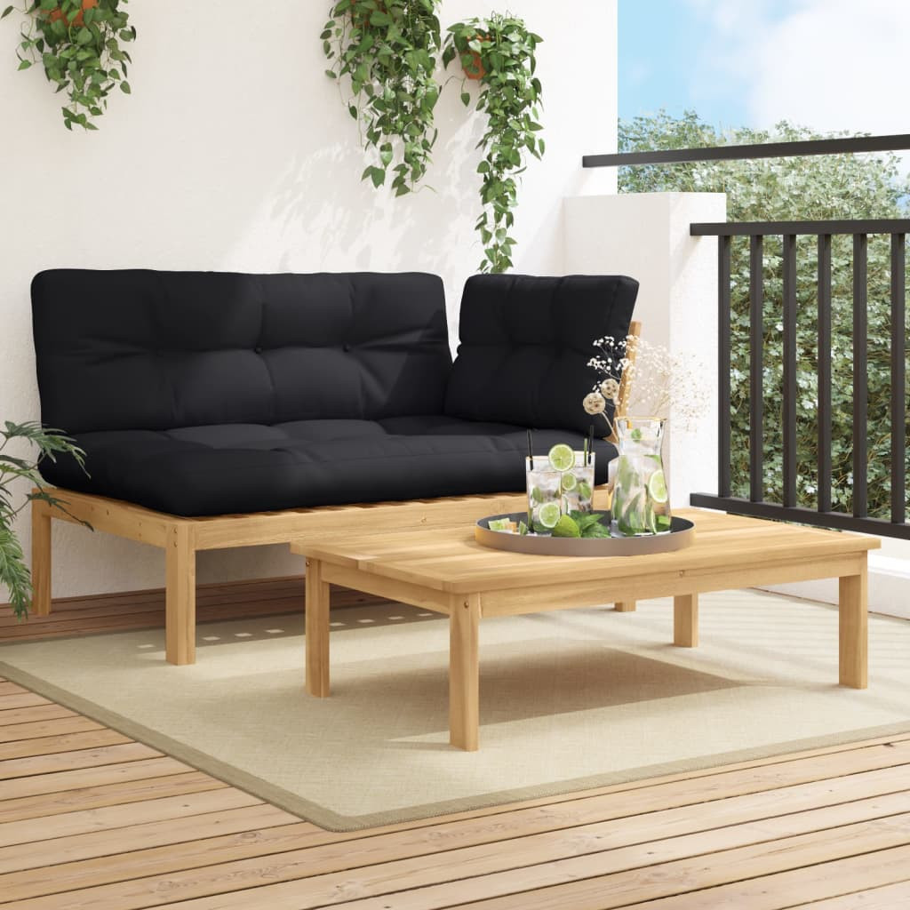 vidaXL 2-tlg. Garten-Sofagarnitur aus Paletten mit Kissen Akazienholz