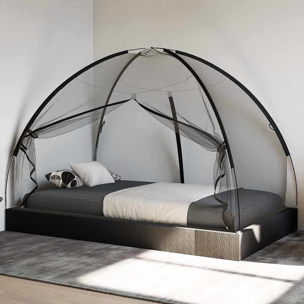 vidaXL Moskito-Netzzelt Mongolisch 220 Schwarz 200x120x130 cm