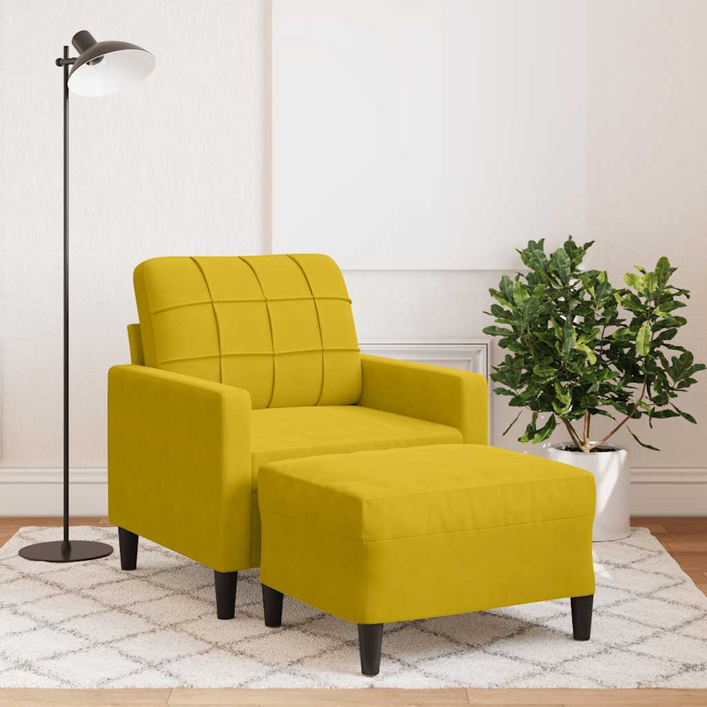 vidaXL Sessel mit Hocker Gelb 60 cm Samt