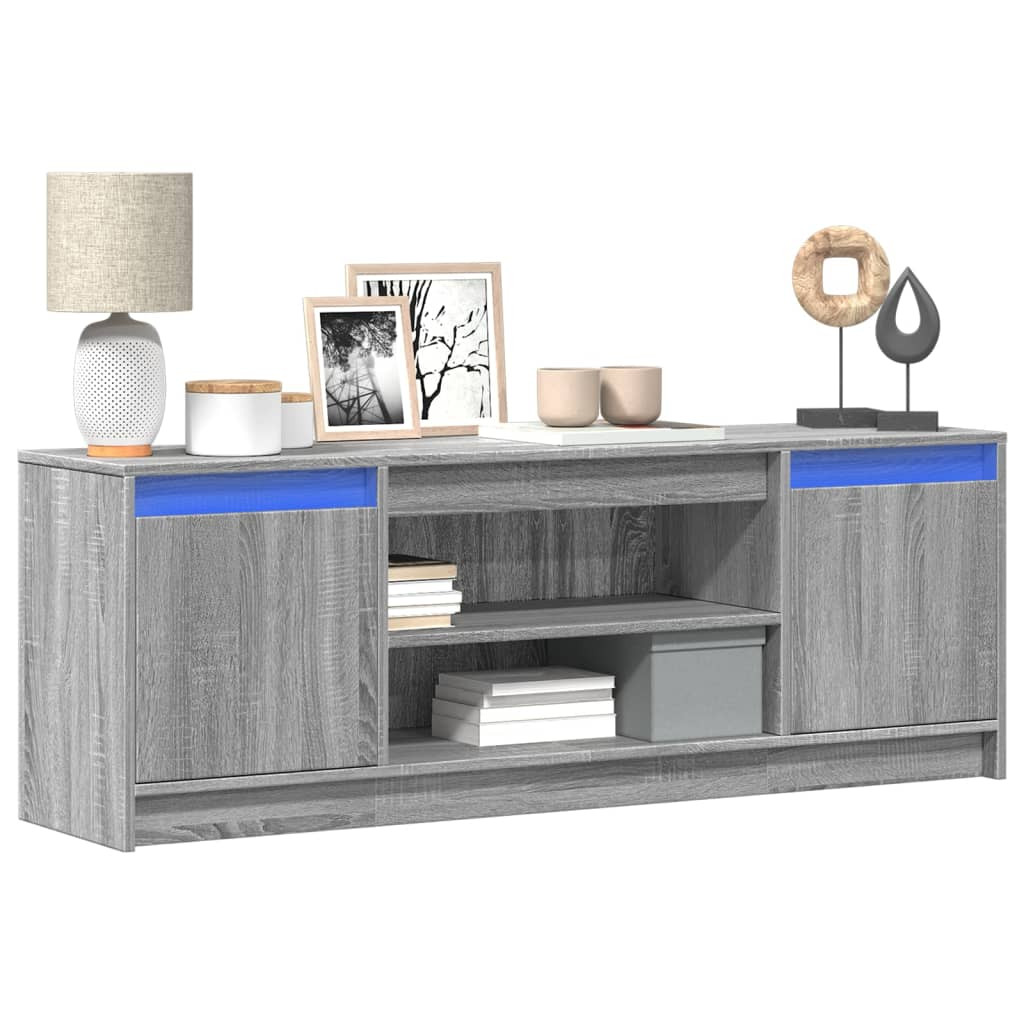 vidaXL TV-Schrank mit LED-Beleuchtung Grau Sonoma 139,5x34x50 cm