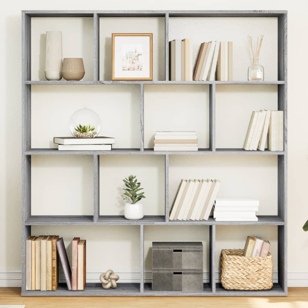 vidaXL Bücherregal Grau Sonoma 132x29x141,5 cm Holzwerkstoff