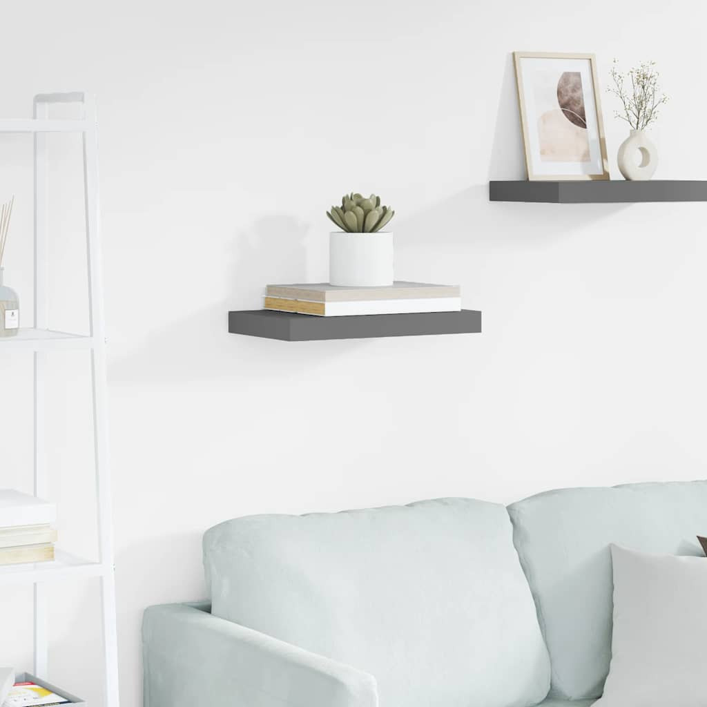 vidaXL Schwebendes Wandregal Hochglanz-Grau 40x23,5x3,8 cm MDF