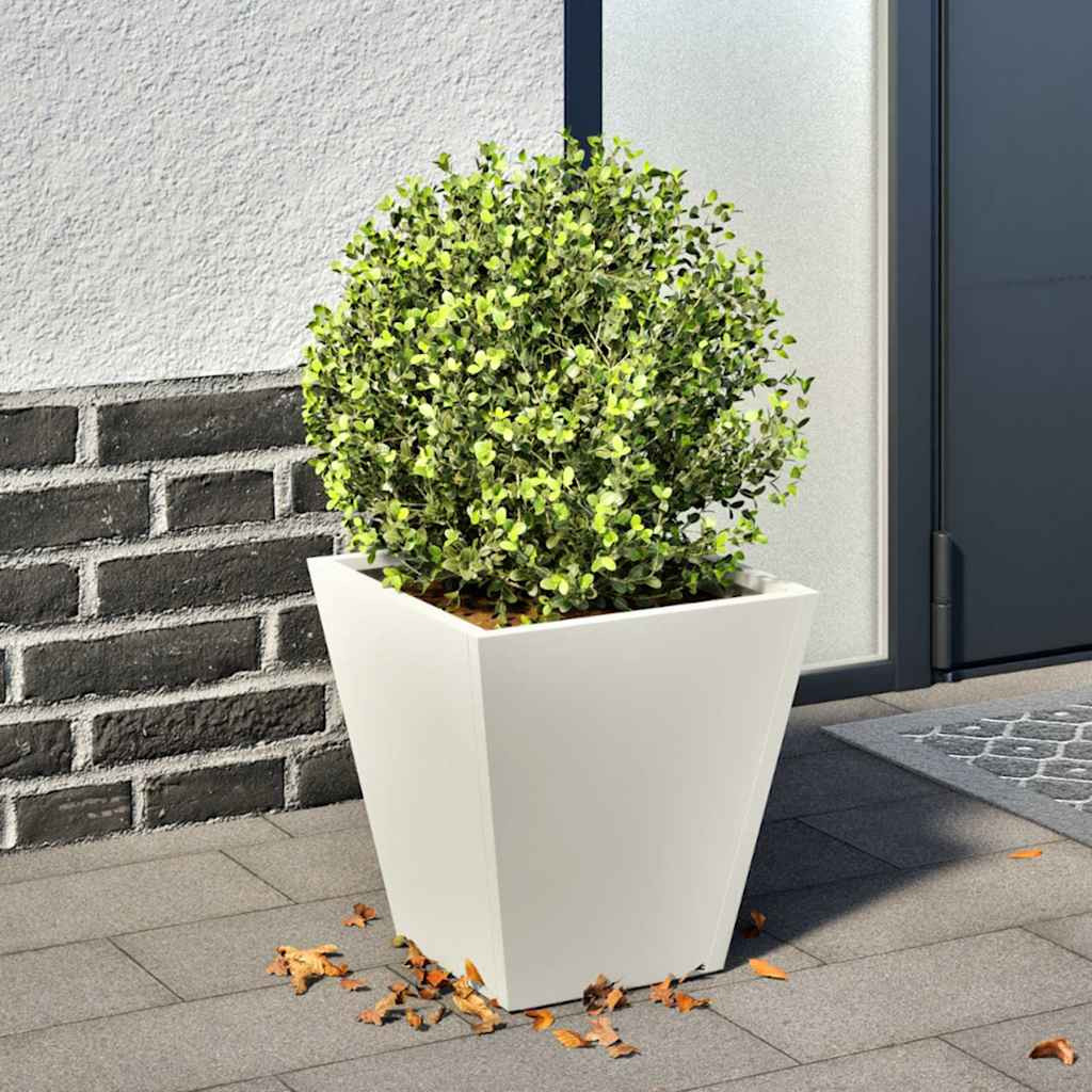 vidaXL Pflanzkübel Weiß 30x30x30 Stahl