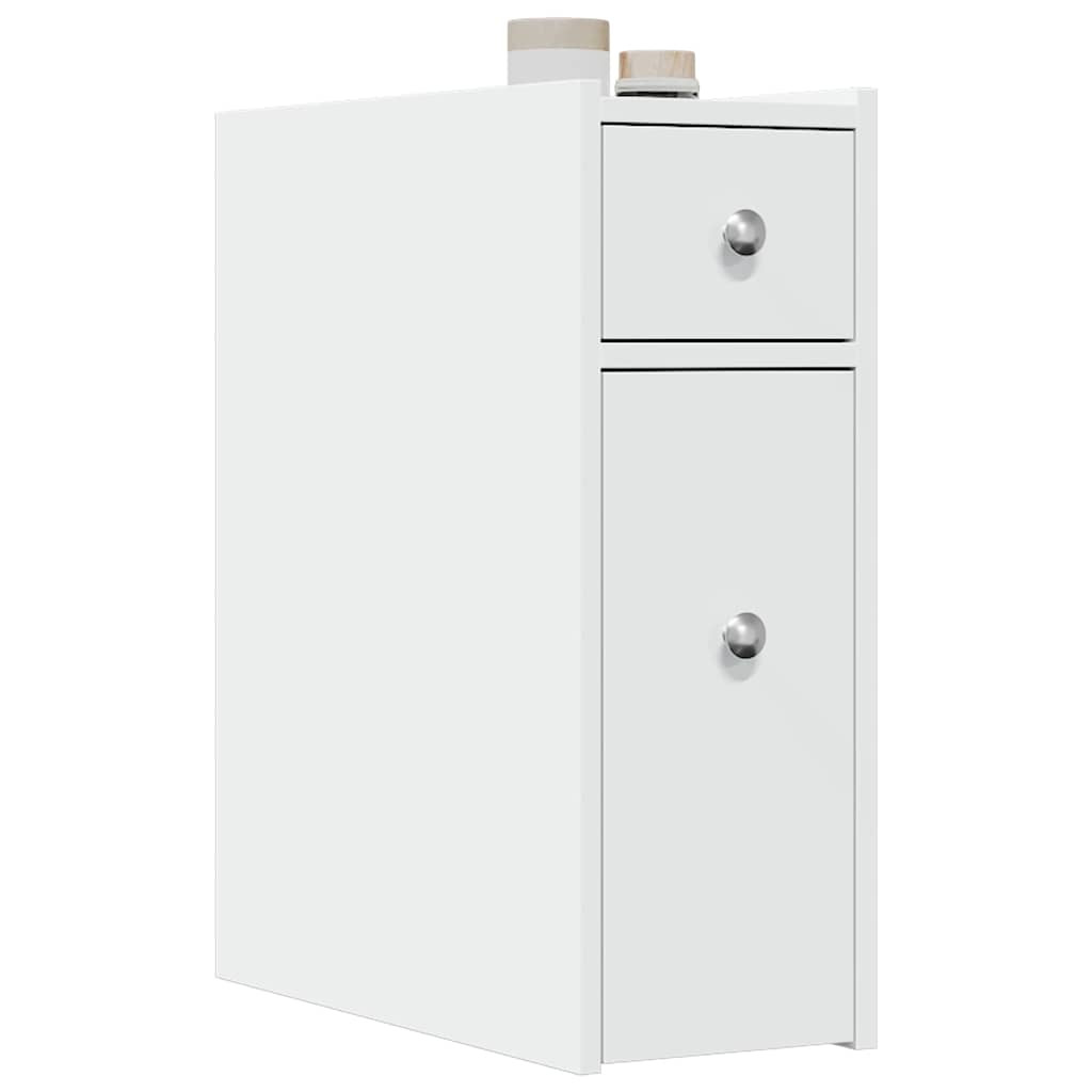 vidaXL Badschrank Schmal mit Rollen Weiß Holzwerkstoff