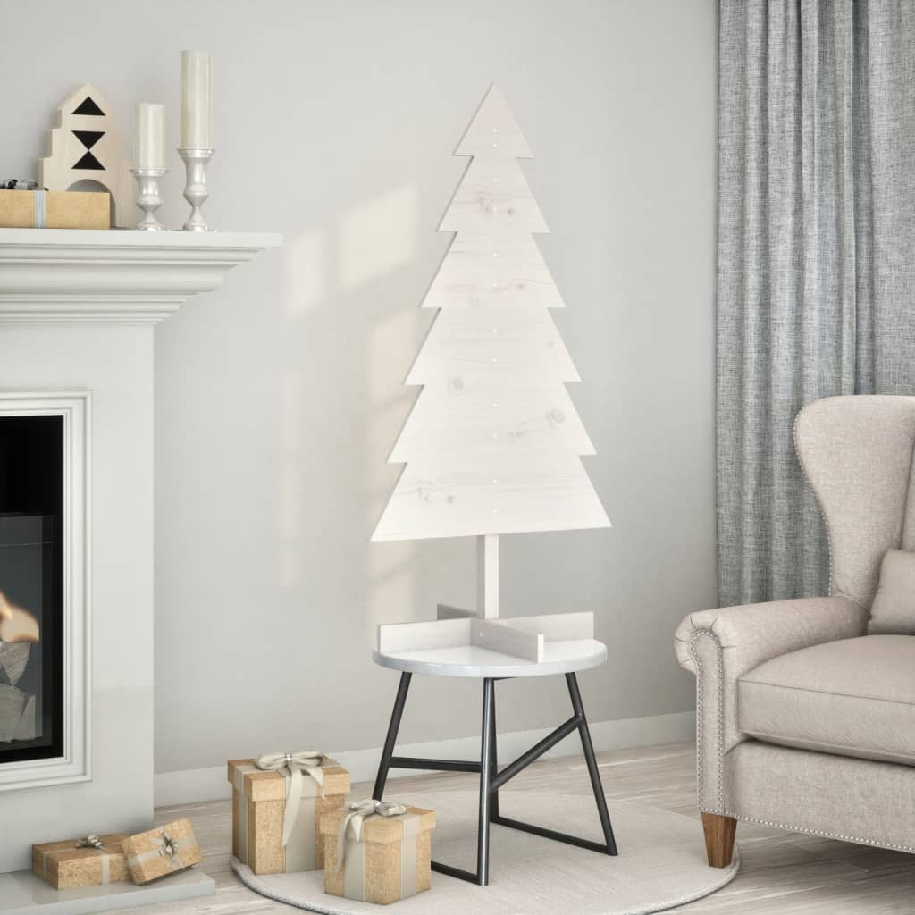 vidaXL Weihnachtsbaum zum Schmücken Weiß 120 cm Massivholz Kiefer