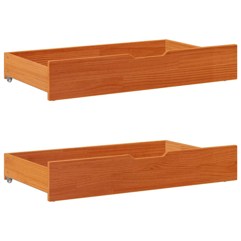 vidaXL Bettschubladen 2 Stk. Wachsbraun 95x55x17 cm Massivholz Kiefer
