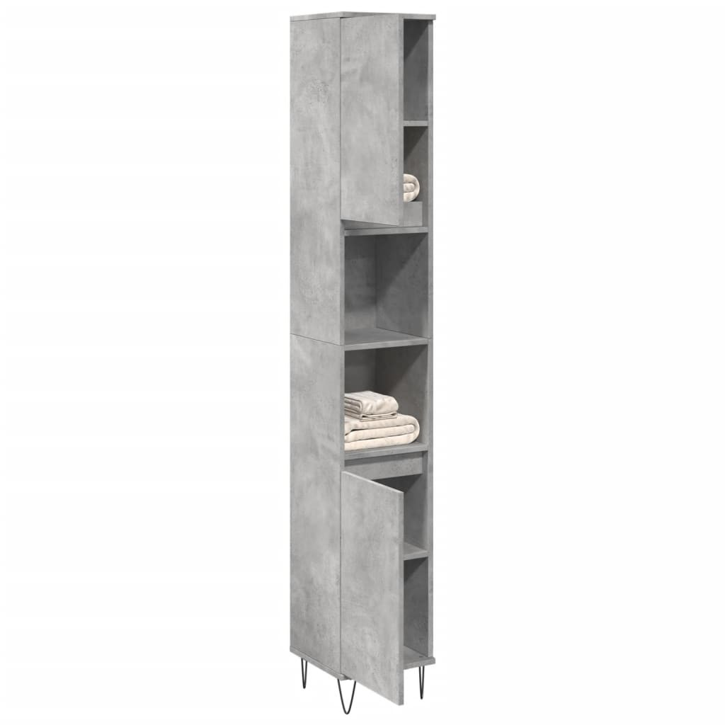 vidaXL Badschrank Betongrau 30x30x190 cm Holzwerkstoff