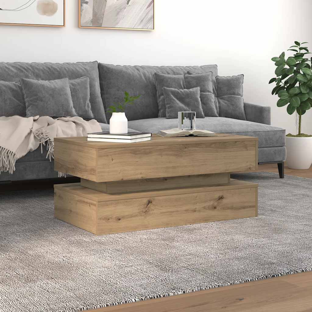 vidaXL Couchtisch mit LED-Leuchten Artisan-Eiche 90x50x40 cm