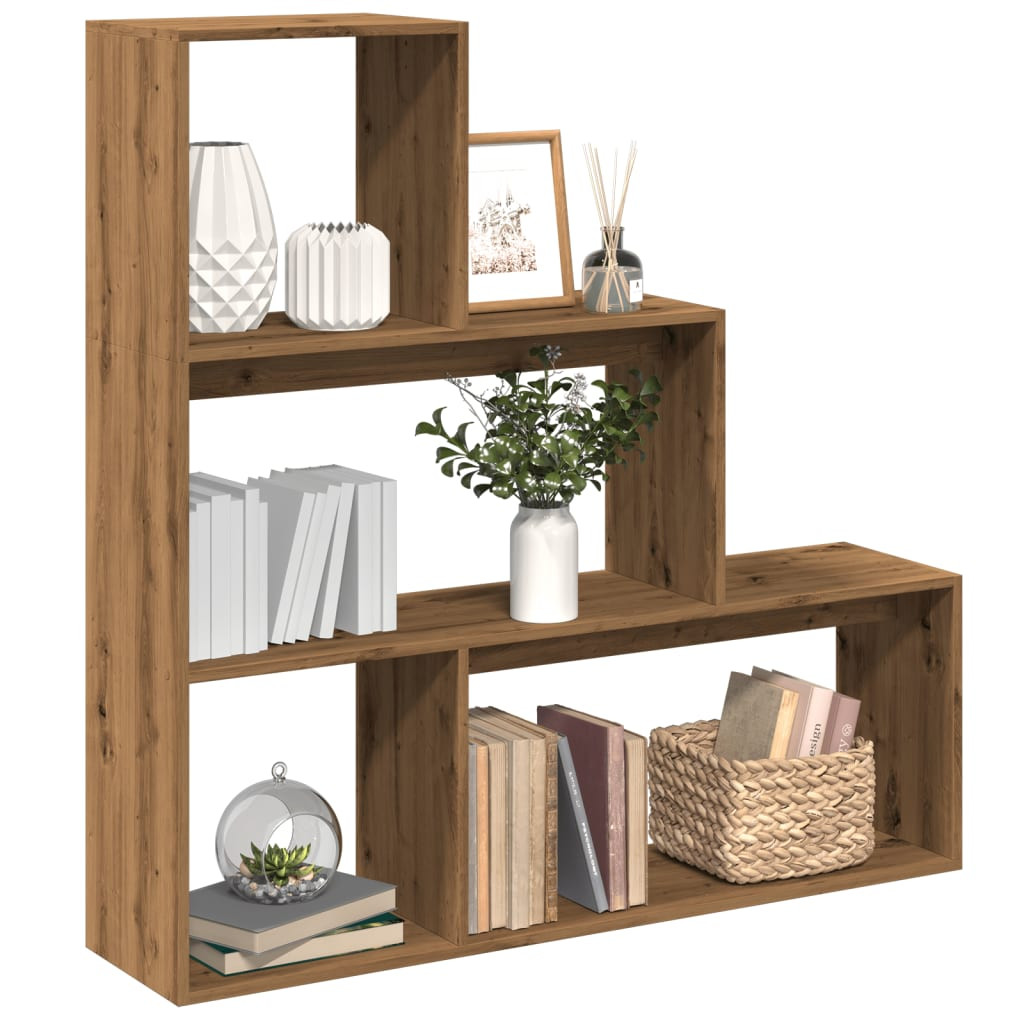 vidaXL Raumteiler-Bücherregal 3 Stufen Artisan-Eiche 123x29x123 cm