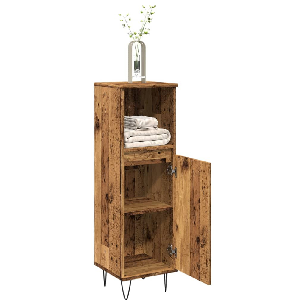 vidaXL Badschrank Altholz-Optik 30x30x100 cm Holzwerkstoff