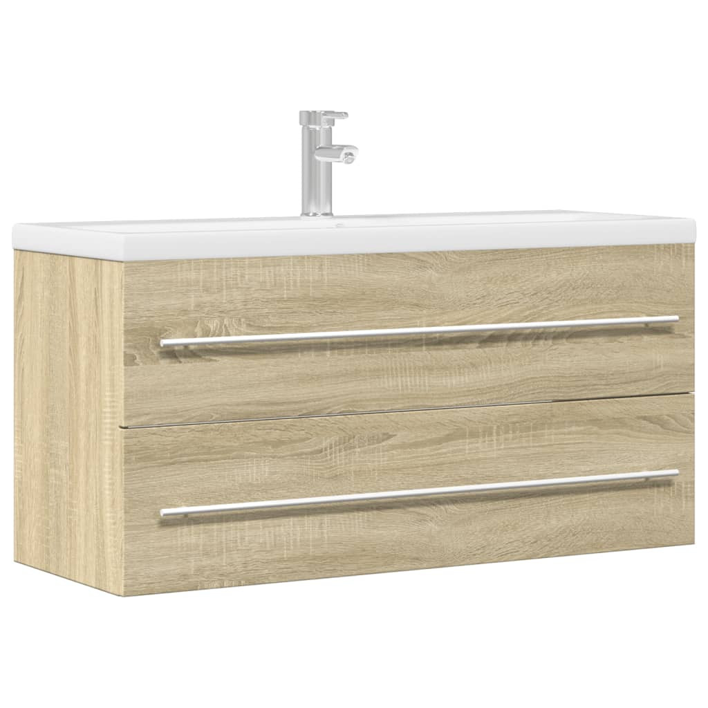 vidaXL Waschbeckenunterschrank Sonoma-Eiche 100x38,5x48 cm