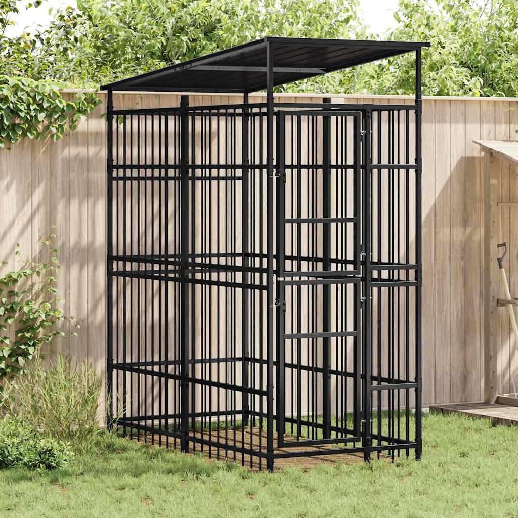 vidaXL Outdoor-Hundezwinger mit Dach Stahl 1,84 m²