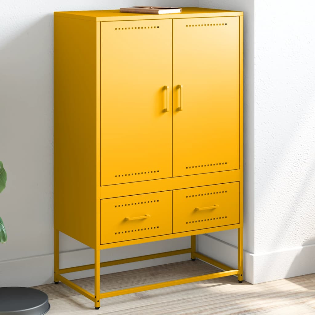 vidaXL Highboard Senfgelb 68x39x111,5 cm Stahl