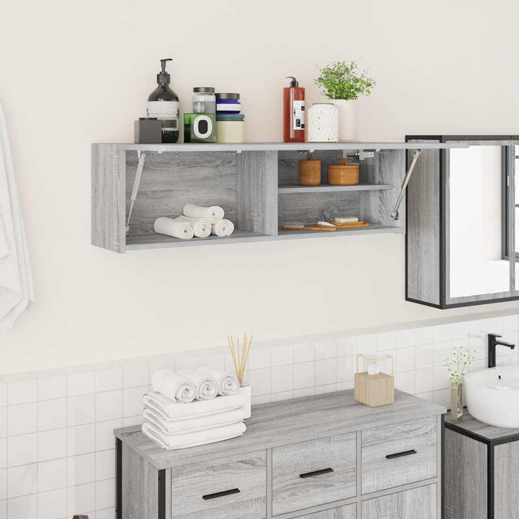 vidaXL Bad-Wandschrank Grau Sonoma 100x25x30 cm Holzwerkstoff