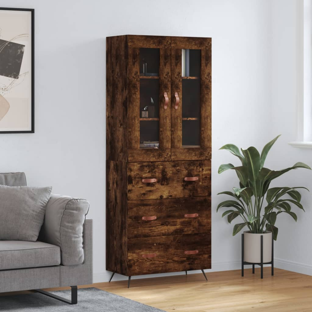 vidaXL Highboard Räuchereiche 69,5x34x180 cm Holzwerkstoff