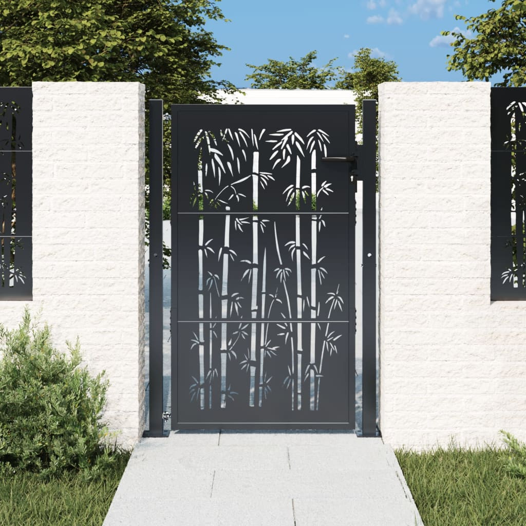 vidaXL Gartentor Anthrazit 100x125 cm Stahl Bambus-Design