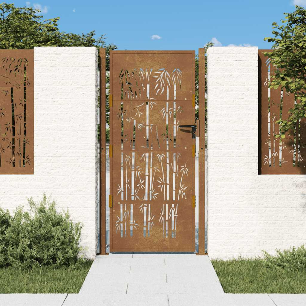 vidaXL Gartentor 100x200 cm Cortenstahl Bambus-Design