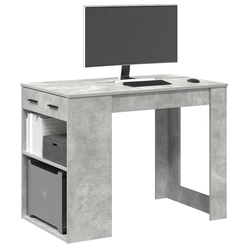 vidaXL Schreibtisch mit Schubladen und Ablage Betongrau 102x62x77,5 cm