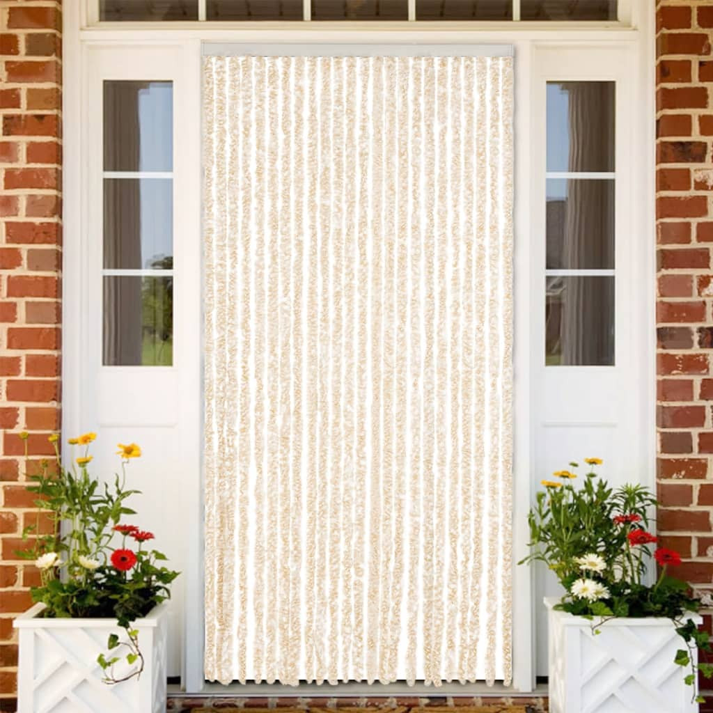 vidaXL Fliegenvorhang Beige und Weiß 100x200 cm Chenille