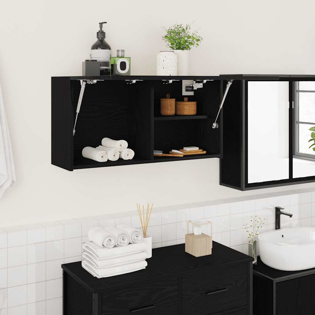 vidaXL Bad-Wandschrank Schwarz 80x25x40 cm Holzwerkstoff