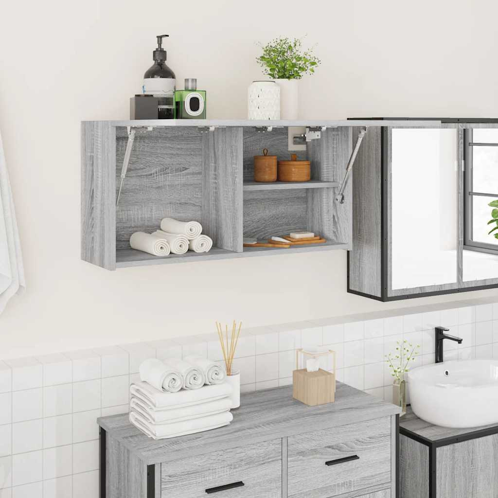 vidaXL Bad-Wandschrank Grau Sonoma 80x25x40 cm Holzwerkstoff