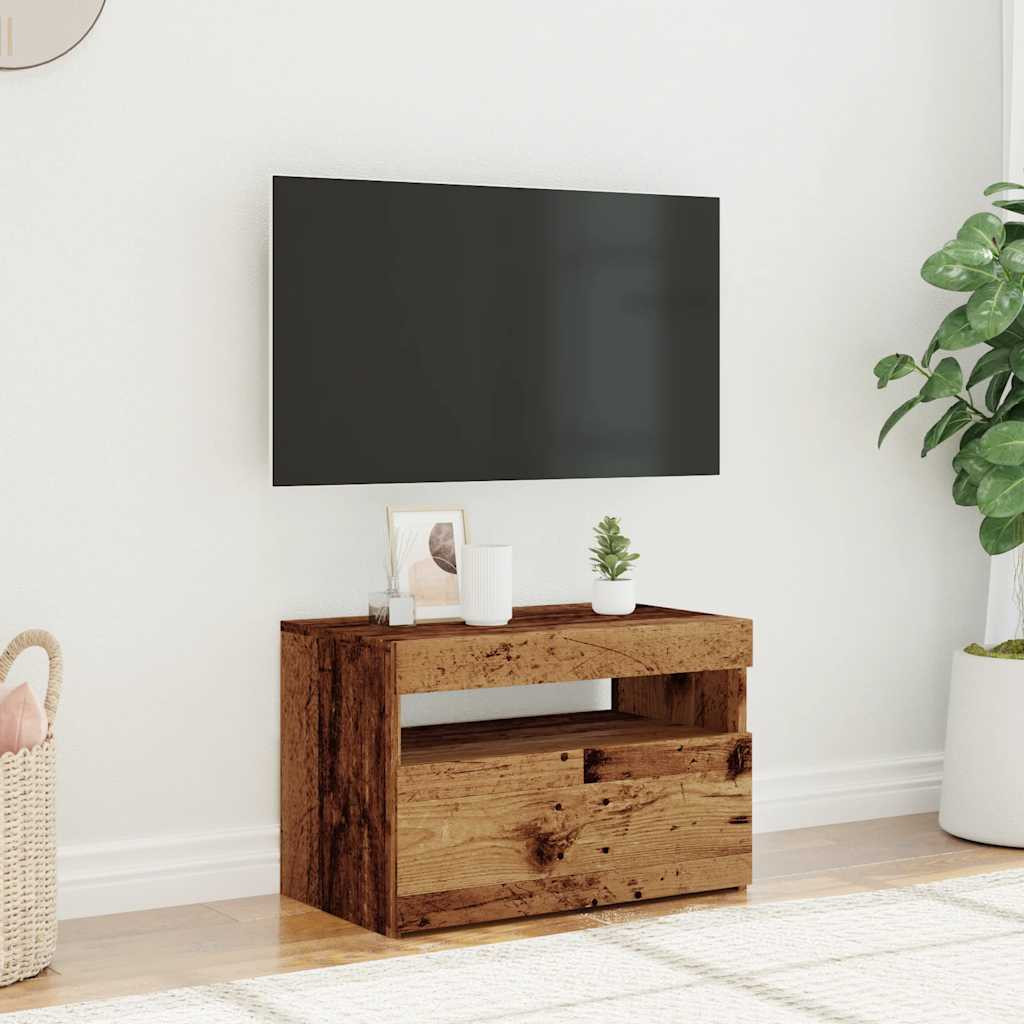 vidaXL TV-Schrank mit LED-Leuchten Altholz-Optik 60x35x40 cm