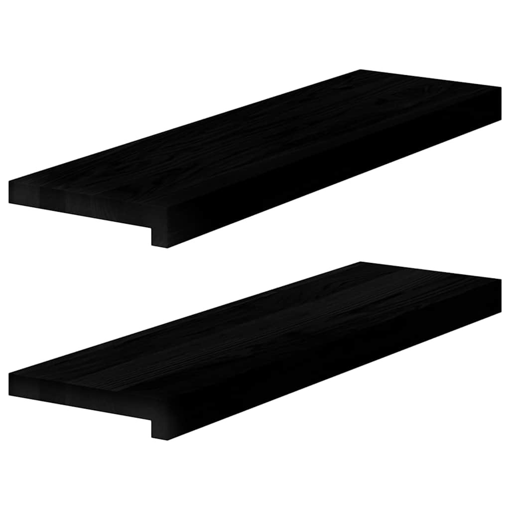 vidaXL Fensterbänke 2 Stk. Braun-Schwarz 70x20x2 cm Massivholz Eiche