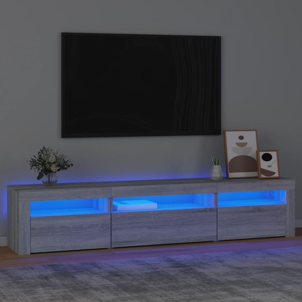 vidaXL TV-Schrank mit LED-Leuchten Grau Sonoma 195x35x40 cm