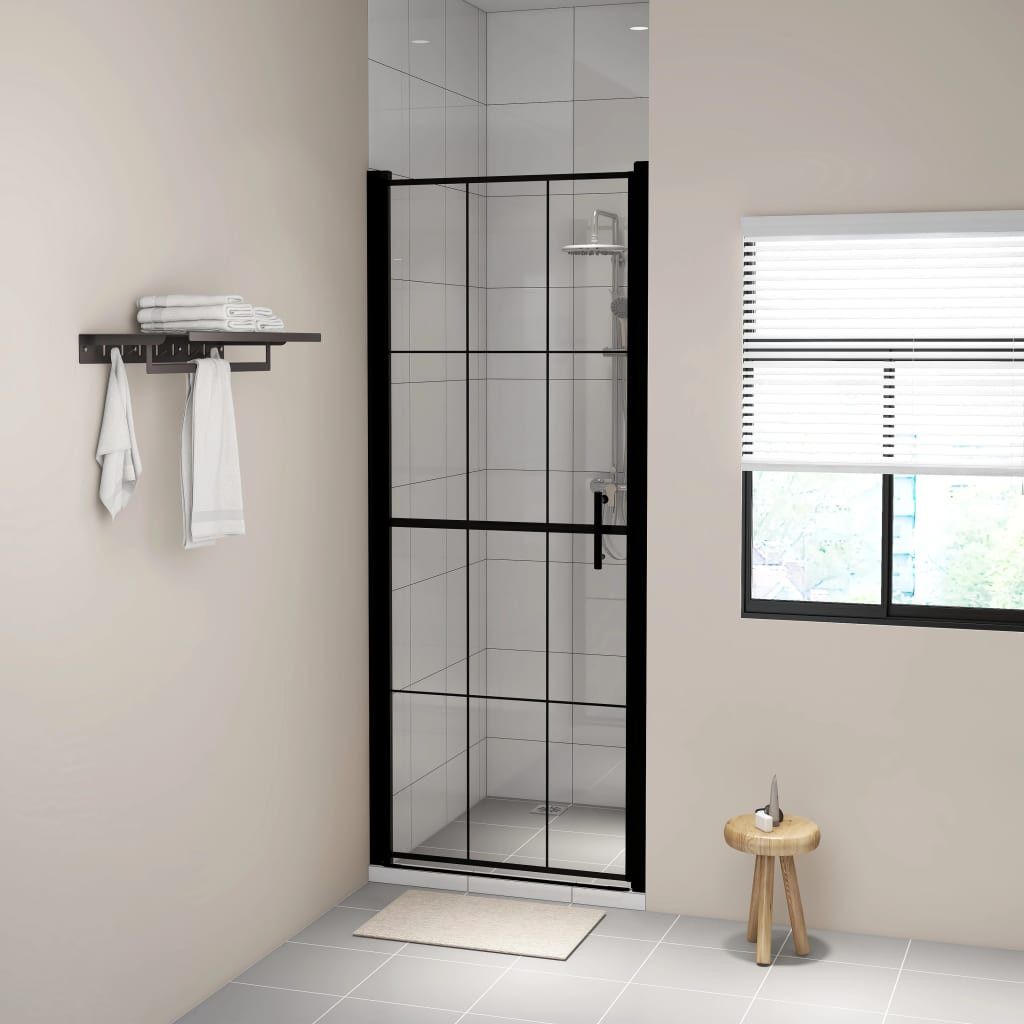 vidaXL Duschtür Hartglas 91x195 cm Schwarz