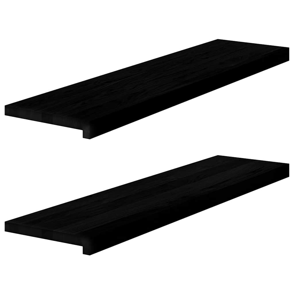 vidaXL Fensterbänke 2 Stk. Braun-Schwarz 100x30x2 cm Massivholz Eiche