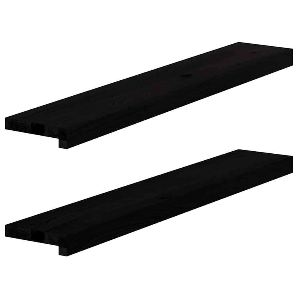 vidaXL Fensterbänke 2 Stk. Braun-Schwarz 90x15x2 cm Massivholz Eiche