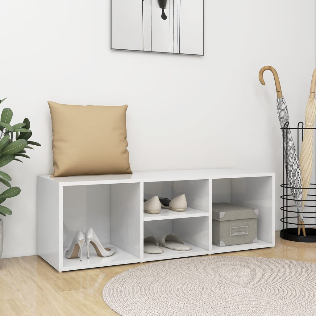 vidaXL Schuhbank Hochglanz-Weiß 105x35x35 cm Holzwerkstoff