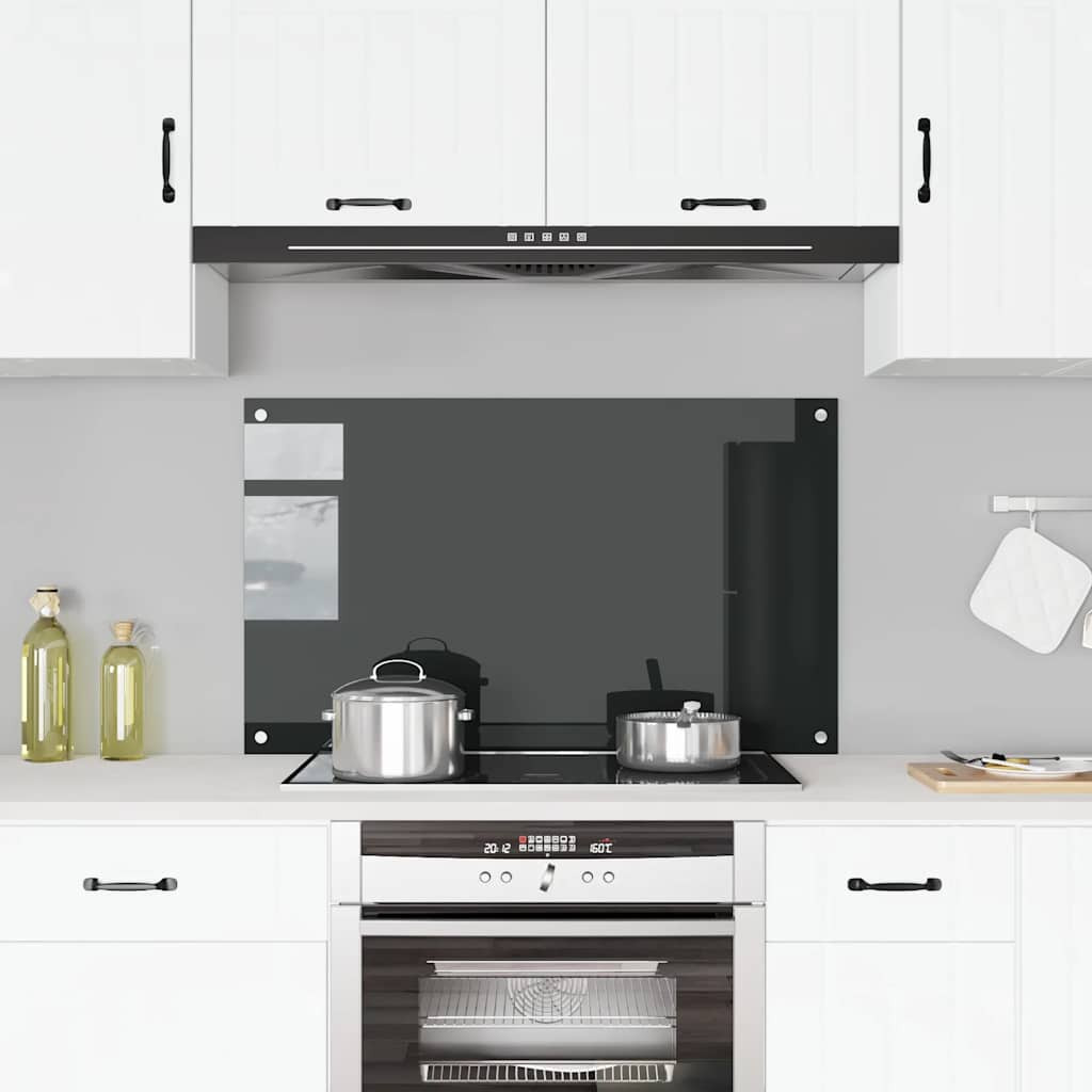 vidaXL Küchenrückwand Schwarz 100x60 cm Hartglas