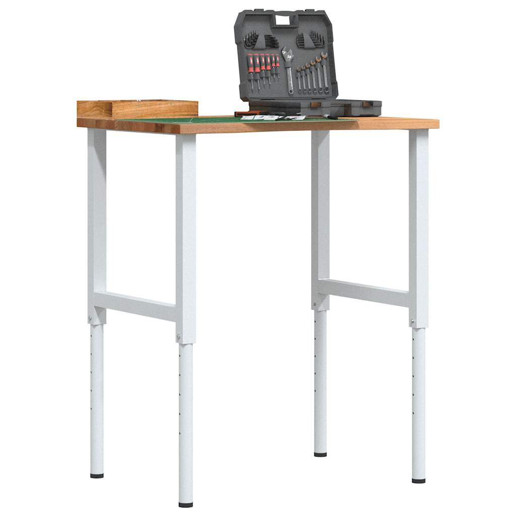 vidaXL Werkbank Hellbraun 80x60x(71,5-98) cm Massivholz Eiche