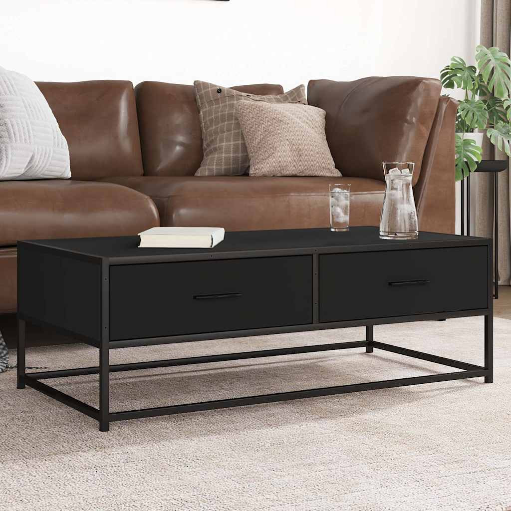 vidaXL Couchtisch Schwarz 100x50x35 cm Holzwerkstoff und Metall