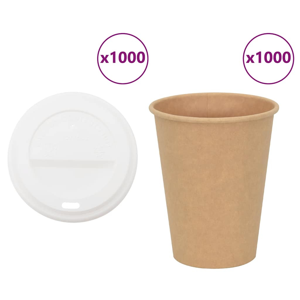vidaXL Pappbecher mit Deckeln 1000 Stk. 12oz 300ml
