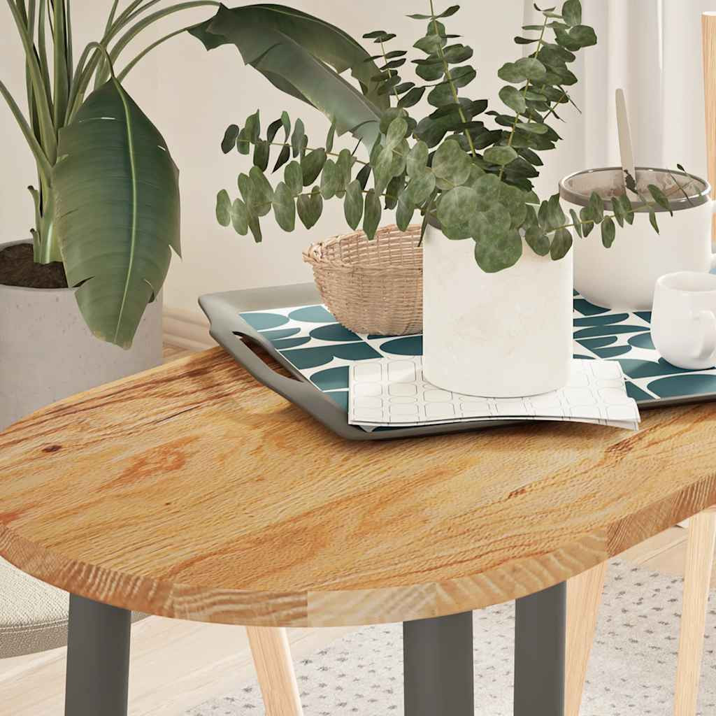 vidaXL Tischplatte Hellbraun 80x40x2 cm Massivholz Eiche Oval