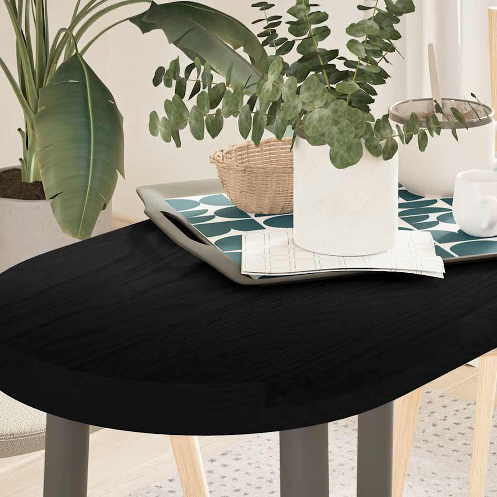 vidaXL Tischplatte Dunkelbraun 80x40x4 cm Massivholz Eiche Oval