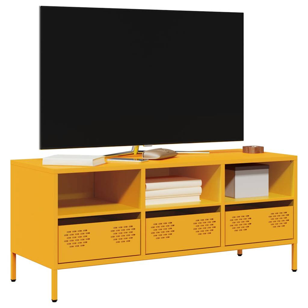 vidaXL TV-Schrank Senfgelb 101,5x39x43,5 cm Kaltgewalzter Stahl