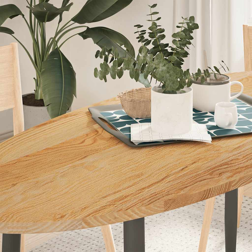 vidaXL Tischplatte Hellbraun 140x60x2 cm Massivholz Eiche Oval