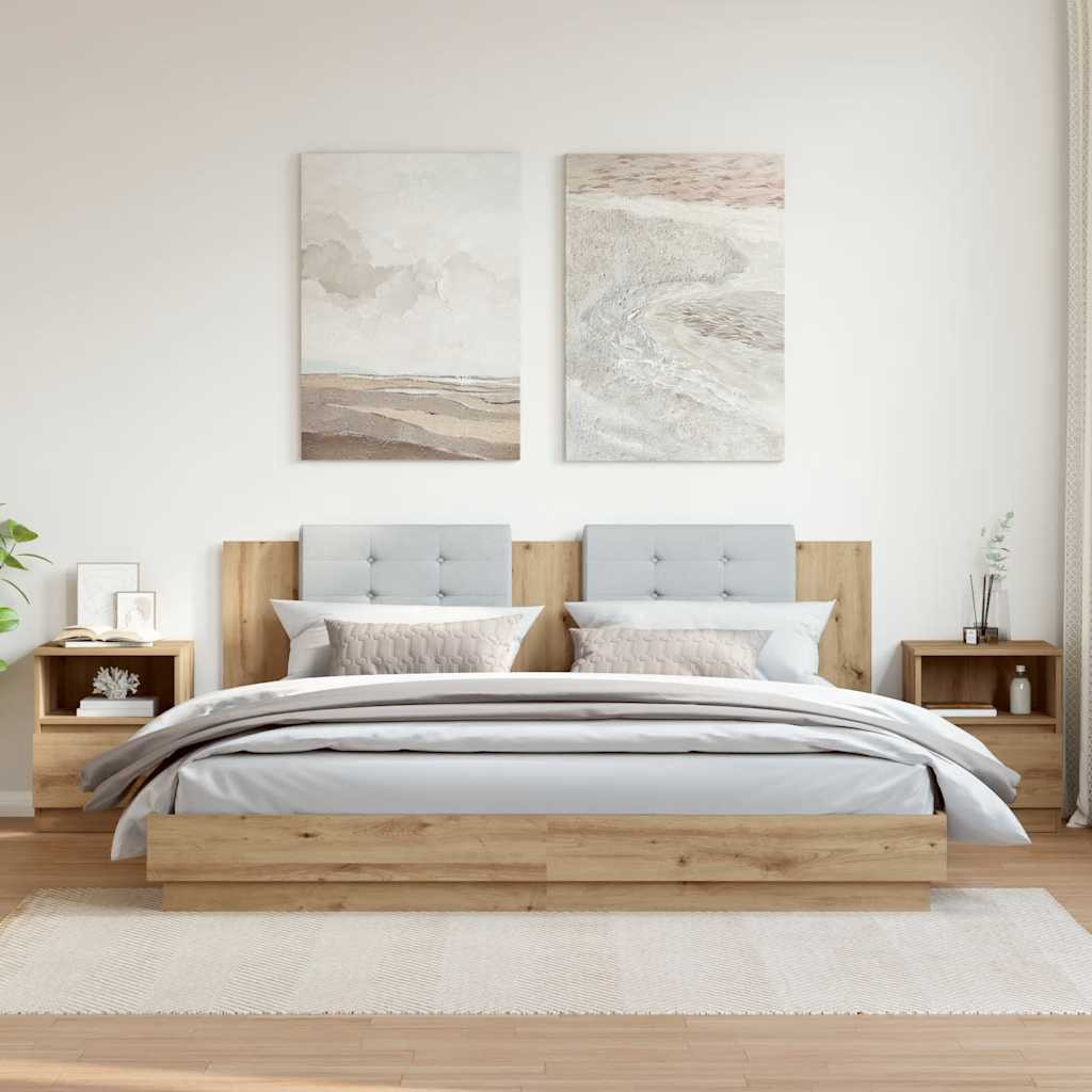 vidaXL Nachttische 2 Stk. Artisan-Eiche 40x40x50 cm Holzwerkstoff