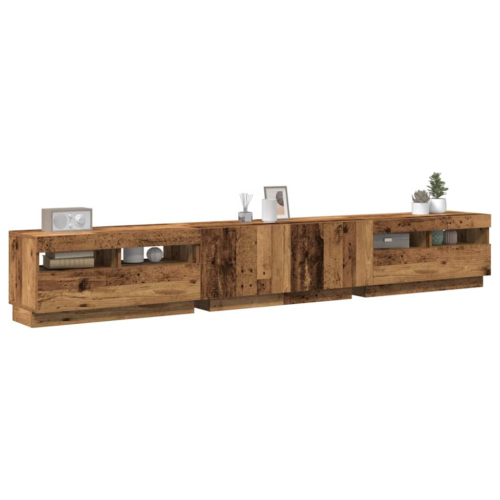 vidaXL TV-Schrank mit LED-Leuchten Altholz-Optik 260x35x40 cm