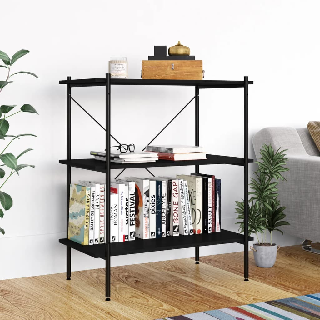 vidaXL Regal mit 3 Böden Schwarz 80x40x92 cm